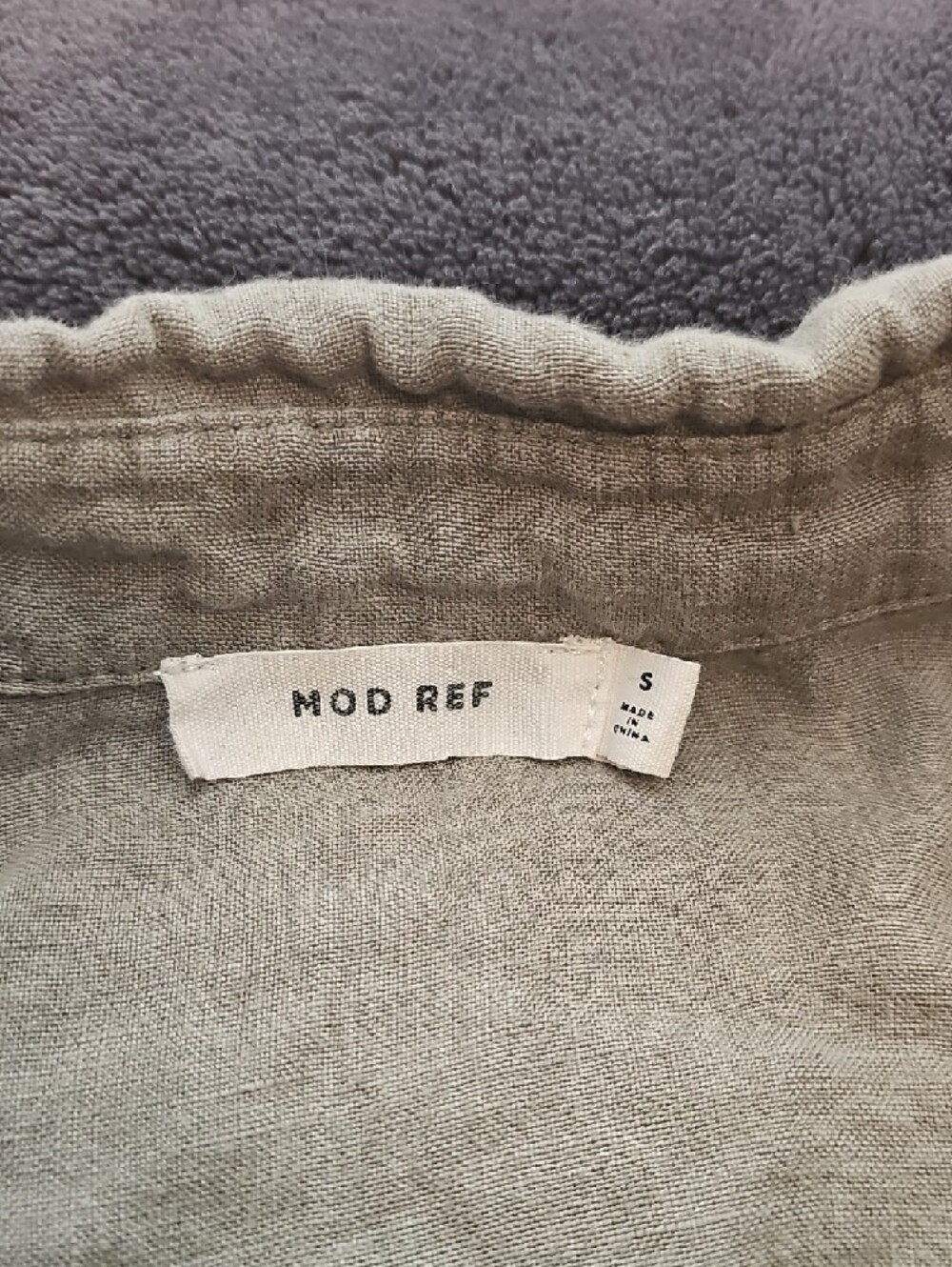 Mod Ref Gray Button-Front Linen Blouse - Picture 2 of 5